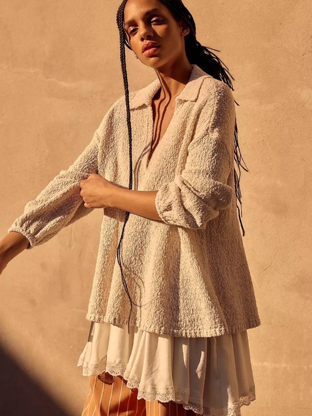 NWT Free People Ren Cream Sweater Pullover S
